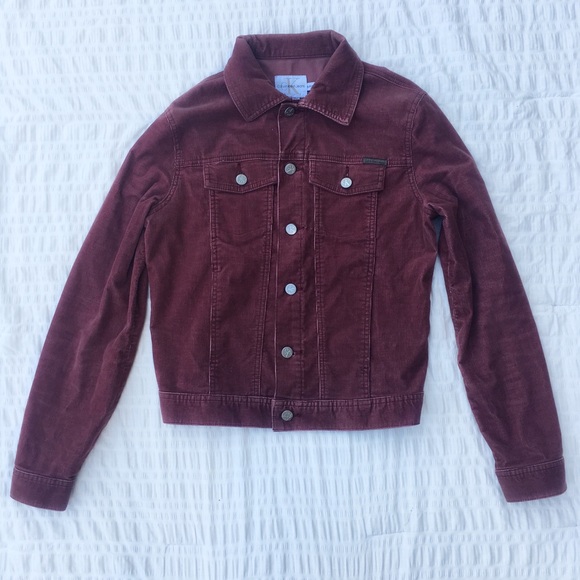 Calvin Klein Corduroy Burgundy Denim Jacket S - Picture 1 of 5